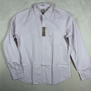 NWT J. Crew Men's Large Slim Untucked Short Purple Striped Casual Shirt